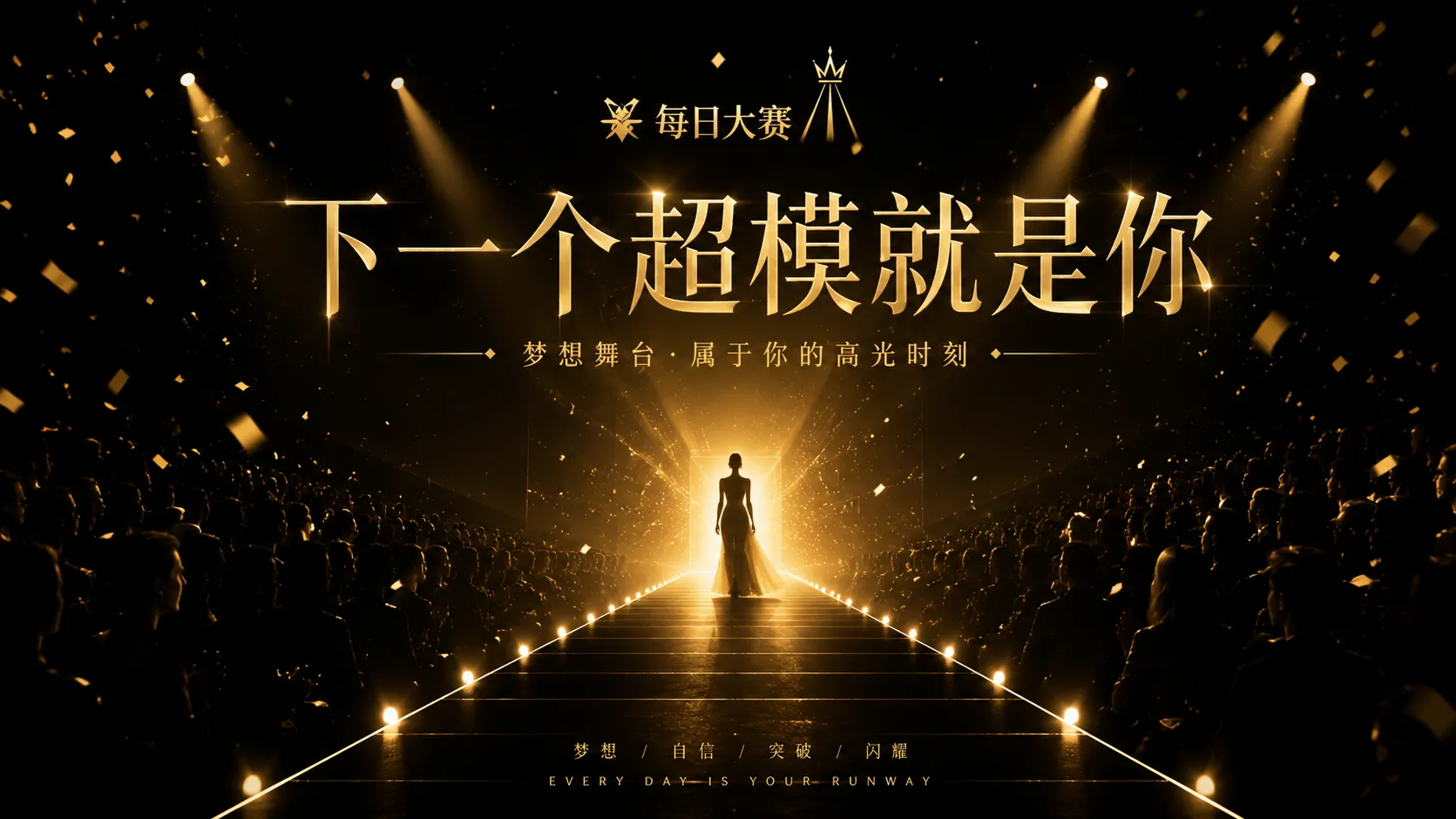 每日大赛黑金舞台与成年参赛者形象展示